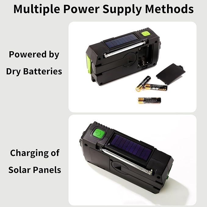 B S Hand Crank Solar Emergency Radio with AM/FM/NOAA,Flashlight and SOS Siren for Home, Outdoor & Indoor