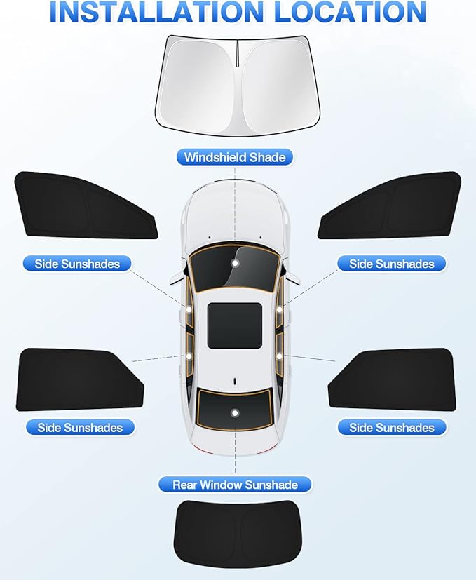 Canvcle Windshield Sun Shade for Hyundai Ioniq 5 2022-2025 2026 Ioniq 5 Accessories Sunshade Side Rear Window Shade Cover Sun Visor Shield Privacy Protection Keep Vehicle Cool Black 6PCS