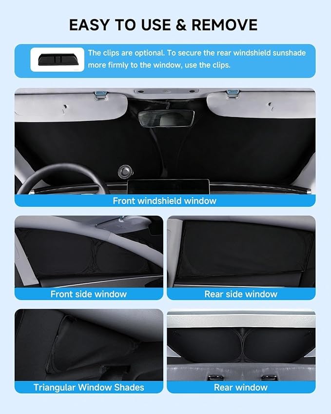 8pcs Windshield Sun Shades for Ford Explorer 2020-now,Accessories, Reflective Thicken Full Car Window Covers Sunshade for Windshield Side Rear, UV Block and Blackout Privacy for Camping Napping