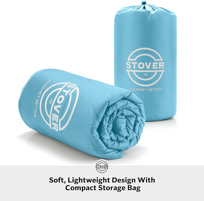 STOVER Outdoor Waterproof Fleece Travel Blanket for Camping, Picnics, Stadiums, Sports, the Beach– Warm, Windproof, Compact, Lightweight & Sand-Resistant (Sky Blue)