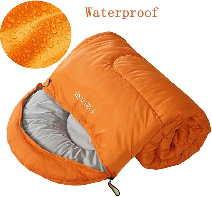FARLAND Sleeping Bags for Adults Teens Kids with Compression Sack Portable and Lightweight for 3-4 Season Camping, Hiking,Waterproof, Backpacking and Outdoors