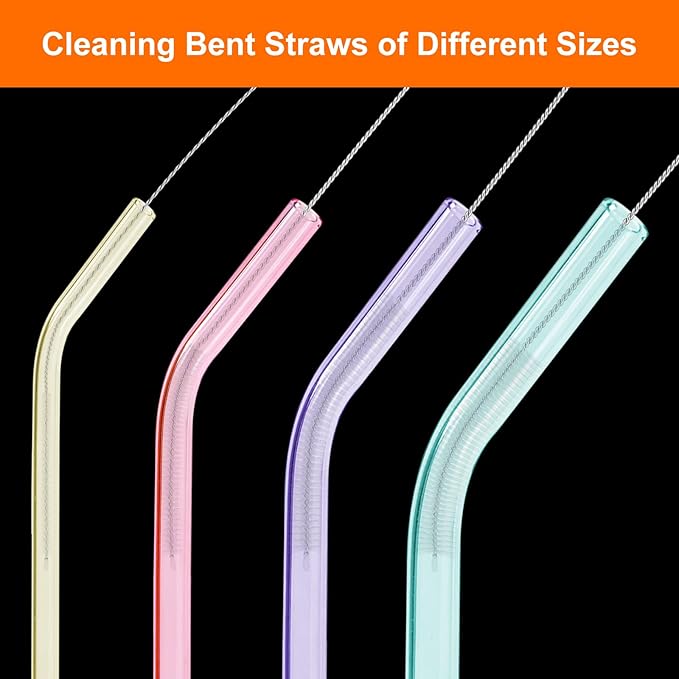 8 Inch Extra Long Straw Cleaner Brush Set, 10 Pack Reusable Straw Cleaning Brushes for Tumbler, Metal Straws,Bottle Drinking Straws,Computer Keyboard, Desktop Cleaning
