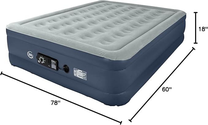 Serta Raised Air Mattress with Never Flat Pump | Luxury Inflatable Mattress with Built in Air Pump to Ensure a Good Night’s Rest | Heavy Duty Blow Up Mattress with Self Inflating Pump