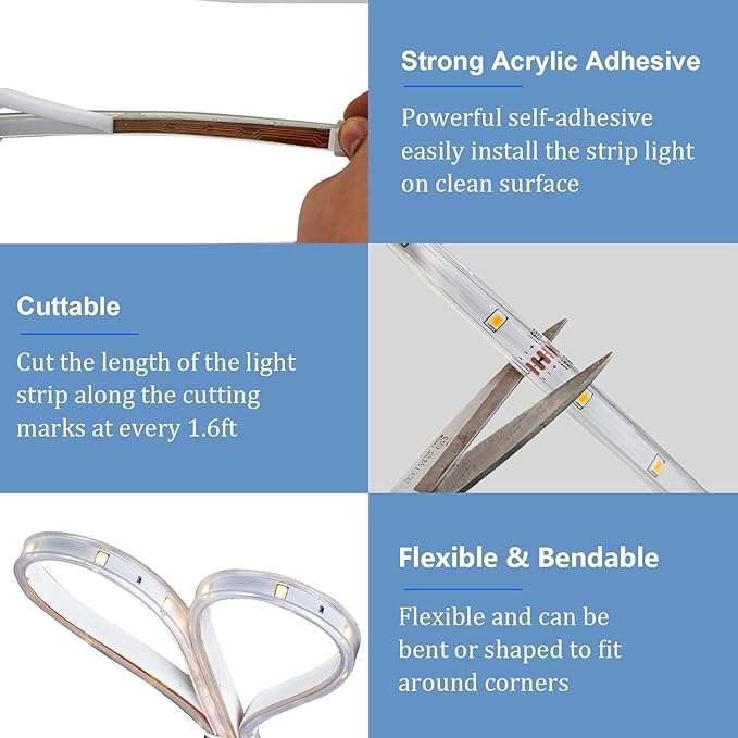 50Ft Solar Strip Lights Outdoor, Waterproof LED Light Strip Auto On/Off, Rechargeable Strip Lights 8 Mode with Remote Timer Acrylic Tape for Deck Patio Pool Pathway Camping Decor (Warm White)