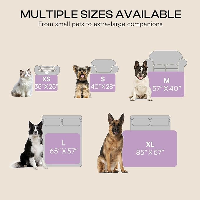 Luciphia Waterproof Blanket for Dog Washable Reversible Sherpa Fleece Throw Blanket for Bed Couch Soft Liquid Pee Proof Furniture Cover Protector for Small Medium Large Pet Cat Purple 65" x 57"