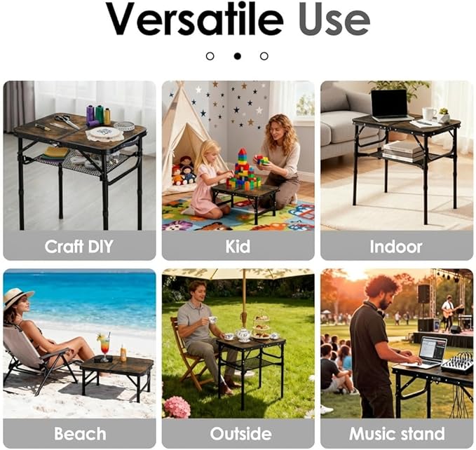 Folding TV Trays Foldable Dinner Tray Table Adjustable Height Food Snack Couch Side Table Study Aluminum Portable Sofa Tray End Table for Outdoor Indoor Camp Pinic Bed Couch Living Room(Rustic Brown)