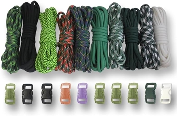 Paracord Planet 550lb Type III Paracord Combo Crafting Kits with Buckles