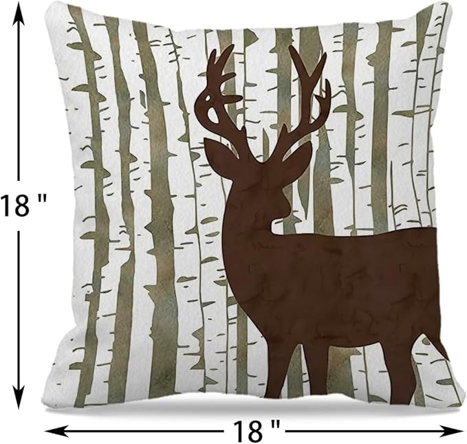 Cabin Decor Pillow Covers 18x18 Set of 4,Cabin Throw Pillows,Log Cabin Decor,Farmhouse Rustic Pillow Covers,Camping Pillow,Camping Decor,Nursery Decor for Boys,Throw Pillow Case