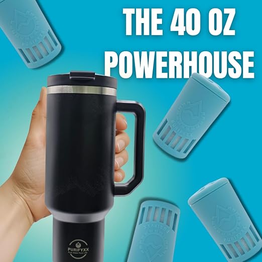 HydraTumbler | 40 oz Filtered Stainless Steel Tumbler | Includes 3-Month Water Filter | BPA-Free, Removes Lead, Chlorine, Arsenic, VOCs (Black, 40 OZ)