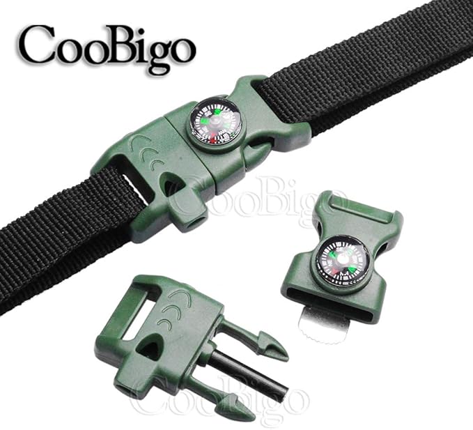 Paracord Buckle with Whistle Compass, Side Release Plastic Buckles for Paracord Bracelet