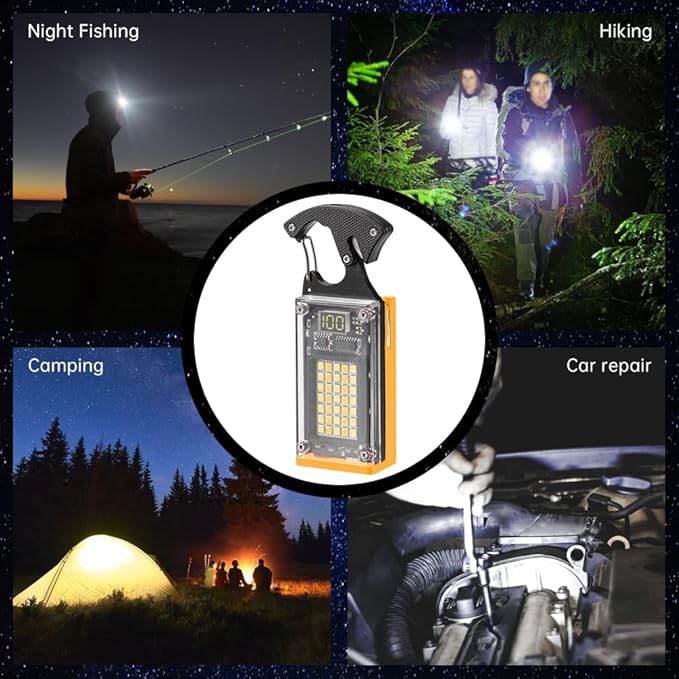 BY-J LED Multitool Small Flashlight, Keychain Light, Solar Rechargeable COB Multi-Function Mini Work Light, 1000 Lumens Rechargeable, 8 Lighting Modes Yellow