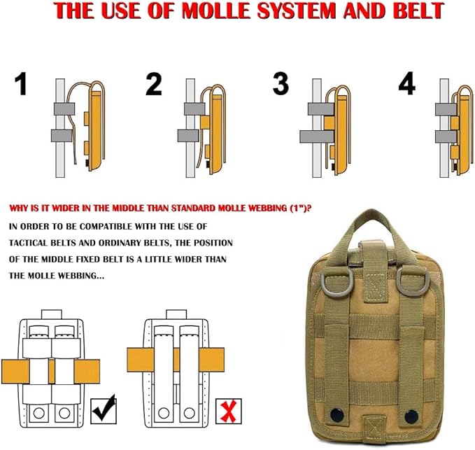 first aid kit bag empty Molle ifak pouch emt tactical medical pouch med rip away belt pouch small rescue tool pouches (TAN)