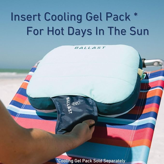 Ballast Beach Pillow – Comfy, Durable & Compact, Stays Put on Windy Beaches with Patented Sand Pouch, Inflatable Pillow for Beaches, Pools, Camping, Festivals and Travel (Coastal Floral)