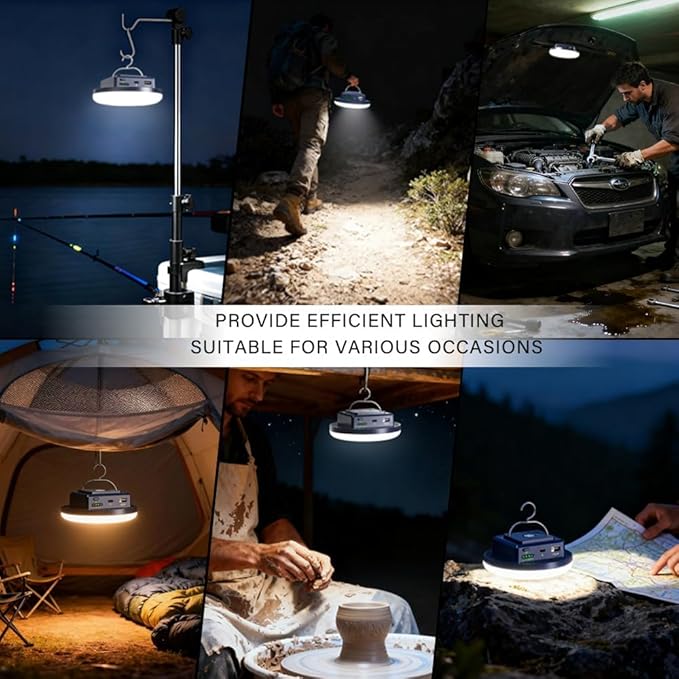 Camping Lights Tent Light 4500 Lumens 45W Rechargeable LED Lantern Magnetic Hanging, Portable USB Outdoor Canopy, Emergency Lights for Home, Lanterns for Power Outages, Ice Shanty Lights(2pcs)