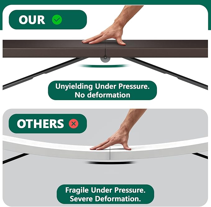Folding Table 6ft - Heavy Duty Plastic Table with Handle, Foldable & Portable, Fold-in-Half Utility Tables for Outdoor, Dining, Wedding, Events, Indoor, Picnic, Camping, Party(Brown)