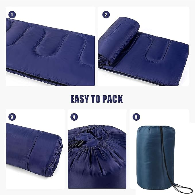 Envelope Sleeping Bags 4 Seasons Warm or Cold Lightweight Indoor Outdoor Sleeping Bags for Adults, Backpacking, Camping