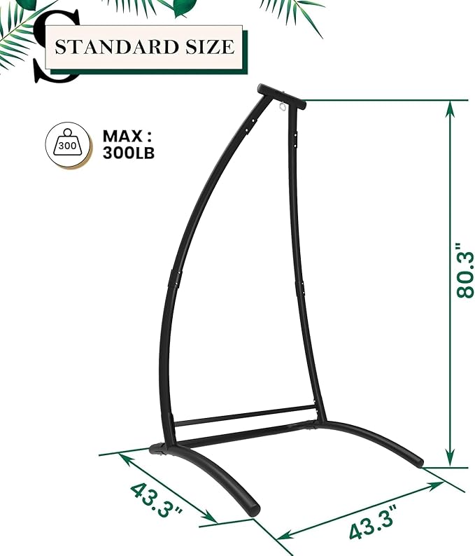 G TALECO GEAR C-Type Hanging Hammock Chair Stand, Heavy Steel Swing Hammock Chair Stand, Suitable for Indoor and Outdoor Swing Frame(Seat not Include)