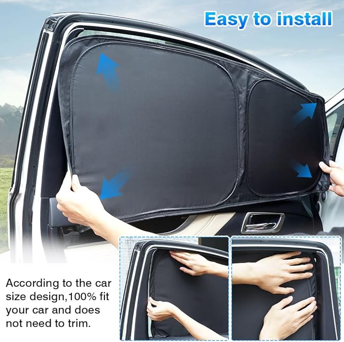 T TGBROS Custom Fit for Car Sunshade 1996-2021 GMC Savana Van,Passenger,Cargo Van Side Window Front Seat Sun Shade Sun Shield Blocks UV Rays Keeps Your Vehicle Cool 2pcs