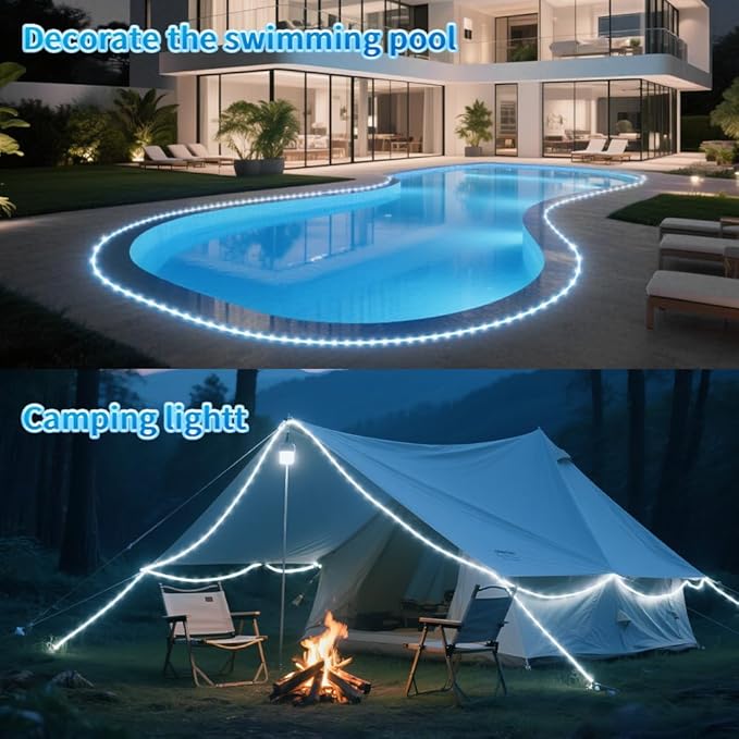 LairtPOW Solar Rope Lights 39FT 100LEDs,IP65 Waterproof Outdoor String Light, Palm Tree Lights for Party Garden Yard Pathway Patio Wedding Christmas Halloween Holiday Decoration (Cool White)