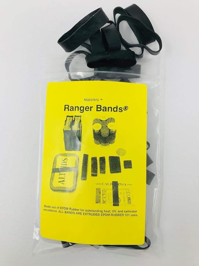 Ranger Bands® Mixed 24 Count Extra Stretch from EPDM Rubber for Survival, Emergency Tinder and Strapping Gear of Various Sizes Made in The USA Tactical Rubber Bands, Heavy Duty Rubber Bands Black.