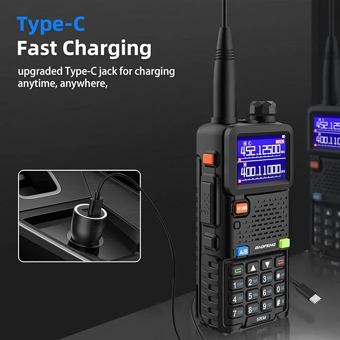 Baofeng Radio UV-5RM Ham Radio Handheld UV5R Walkie Talkies Long Range with NOAA Weather | Rechargeable |Programming Cable & Earpiece | 999 Channels for Emergency,Survival,Hunting,Camping(2 Pack)