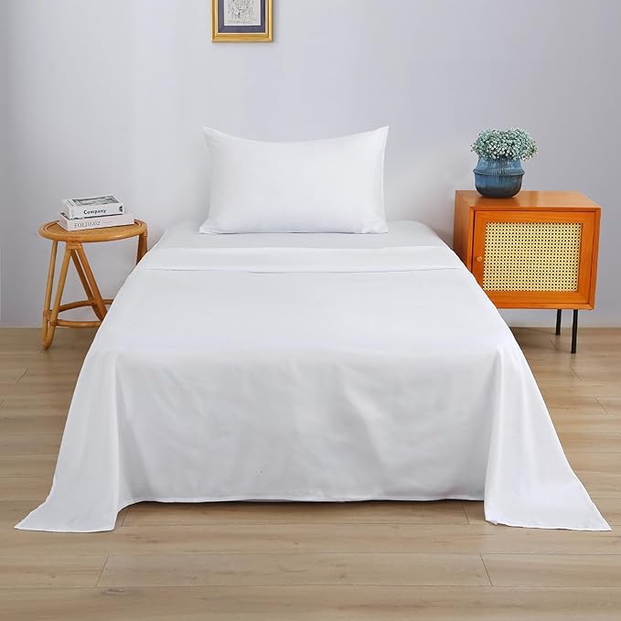 Air Mattress Sheet Set for 16-24 Inch Air Beds Twin Size,Deep Pocket Fitted Sheet with Inflation Opening,Soft & Breathable, for Guests, Camping, RVs, Includes Pillowcase Flat Sheet Fitted Sheet,White