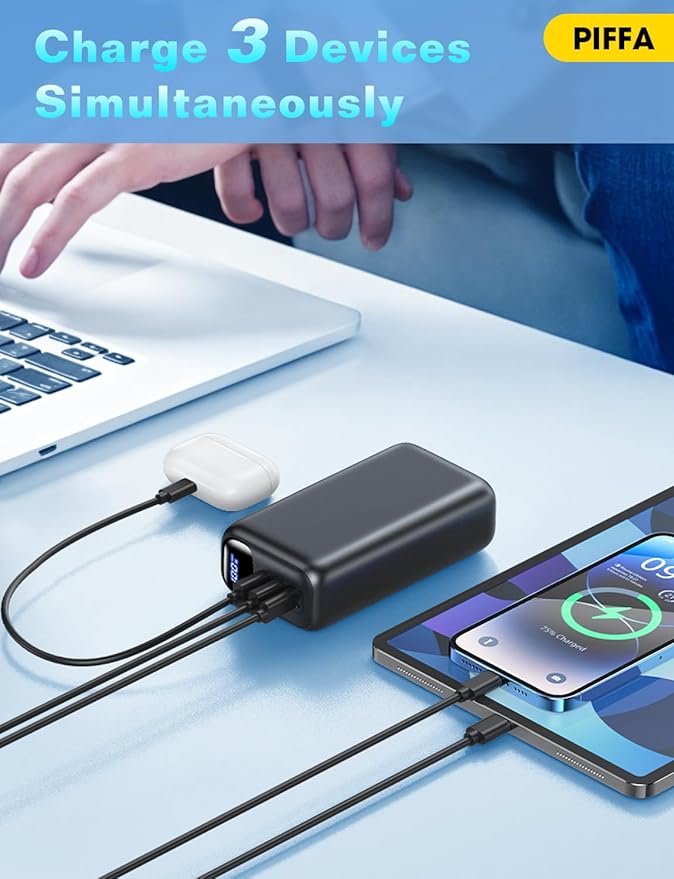 PIFFA Portable Charger Power Bank - 50000mAh Battery Pack, 22.5W Fast Charging Powerbank,Travel Essential for Portable Phone Charger, USB-C Phone Charger for iPhone 17/16/15/14/13 Samsung Google etc