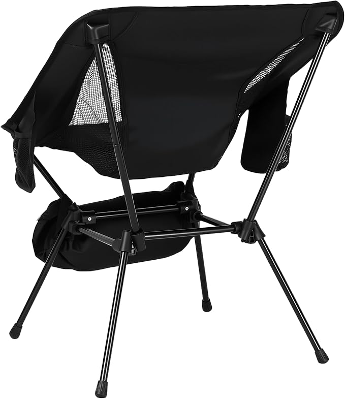GARLLEN Portable Camping Chair 400LBS Capacity, Folding Backpacking Chair with Both Side Pockets, Folding Travel Chair with Carrying Bag & Anti-Slip Feet for Camping, Hiking, Picnic, Beach
