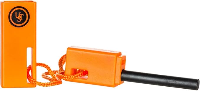 ust SparkForce Fire Starter with Durable Construction and Lanyard for Camping, Backpacking, Hiking, Emergency and Outdoor Survival, Orange, One Size (20-310-259)
