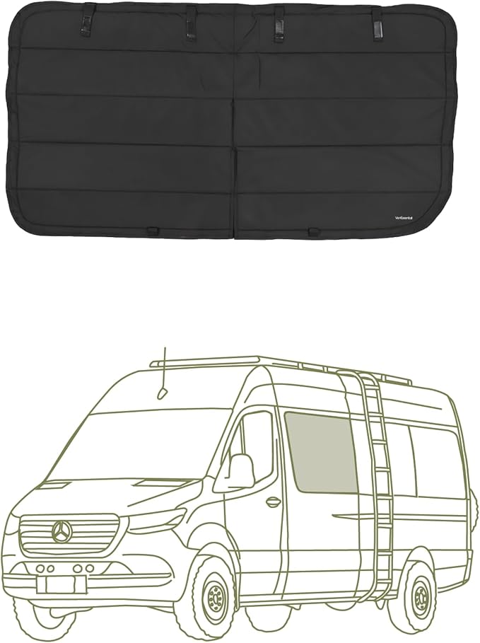 VanEssential Insulated Stealth Blackout Magnetic Window Cover Designed for Mercedes-Benz NCV3 & VS30 (Van Years 2007 to Current), Crew Window with Adventure Wagon KIT Installed, Black