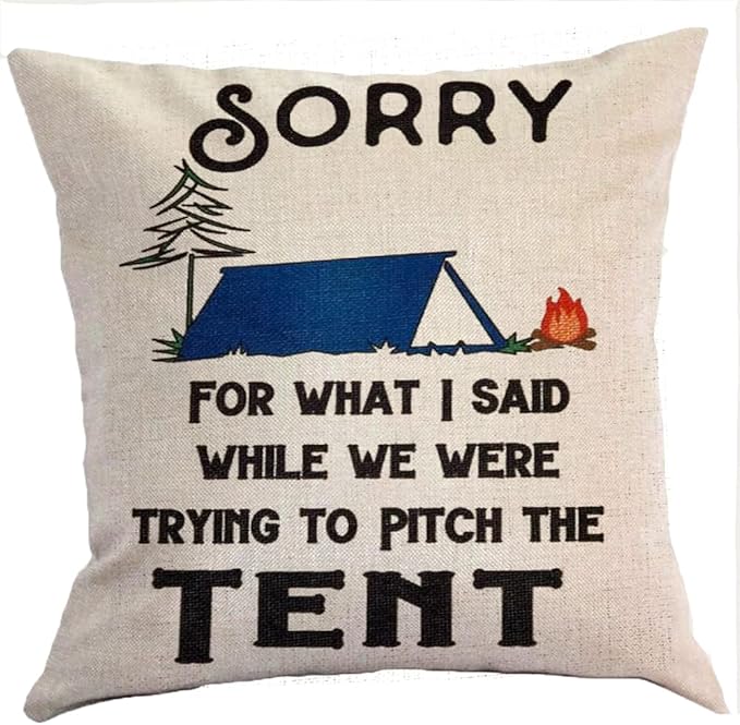Pitch The Tent Throw Pillowcase Pillow Covers 18x18 Inch Square Pitch Tent Camping Decor Hidden Zipper Removable Double Side Color:Pitch The Tent
