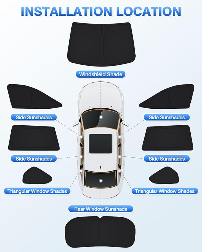 Canvcle Window Shades for Toyota RAV4 2019-2025 Accessories Windshield Sun Shade Side Rear Window Covers Sunshade Sun Visor Shield Privacy Protection for Camping Keep Vehicle Cool Black 8PCS
