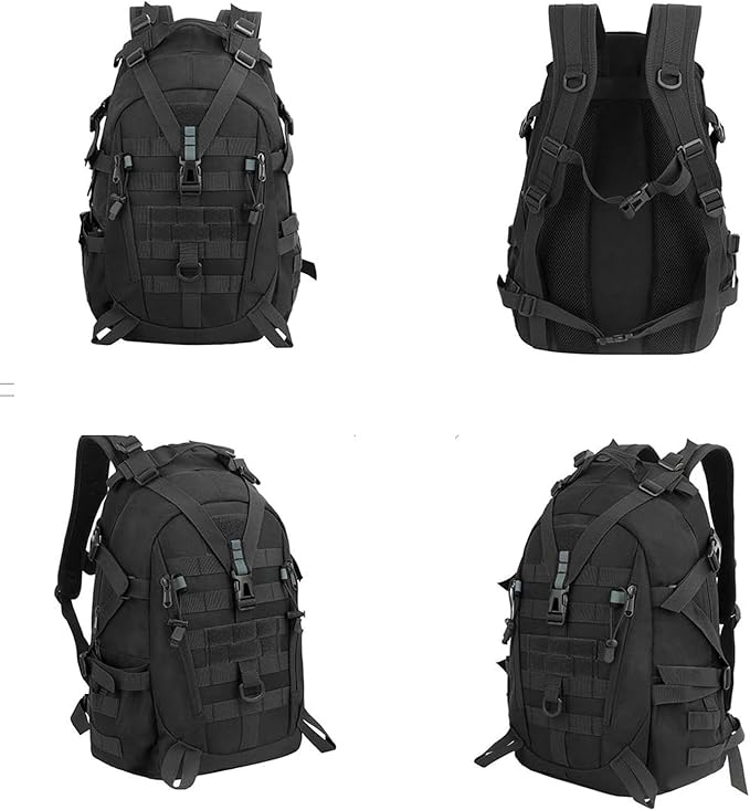 aiGear Tactical Backpack for Men, 25L Military Backpack, 3-Day Bug Out Bag for Camping Hiking Hunting with Molle System Army Daypack (25L Black)