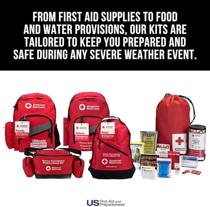 American Red Cross Officially Licensed Product | Deluxe Personal Safety Emergency Pack with Bag | Trauma Supplies | Medical Backpack | Bandages, Wipes, Gloves, Whistle, More