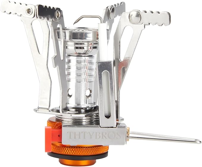 THTYBROS Portable Camping Stove with Piezo Ignition | 3000W Windproof Backpacking Stove | Compact Gas Burner for Butane/Propane Mix | Stable Support for 1-3 Person Outdoor Cooking