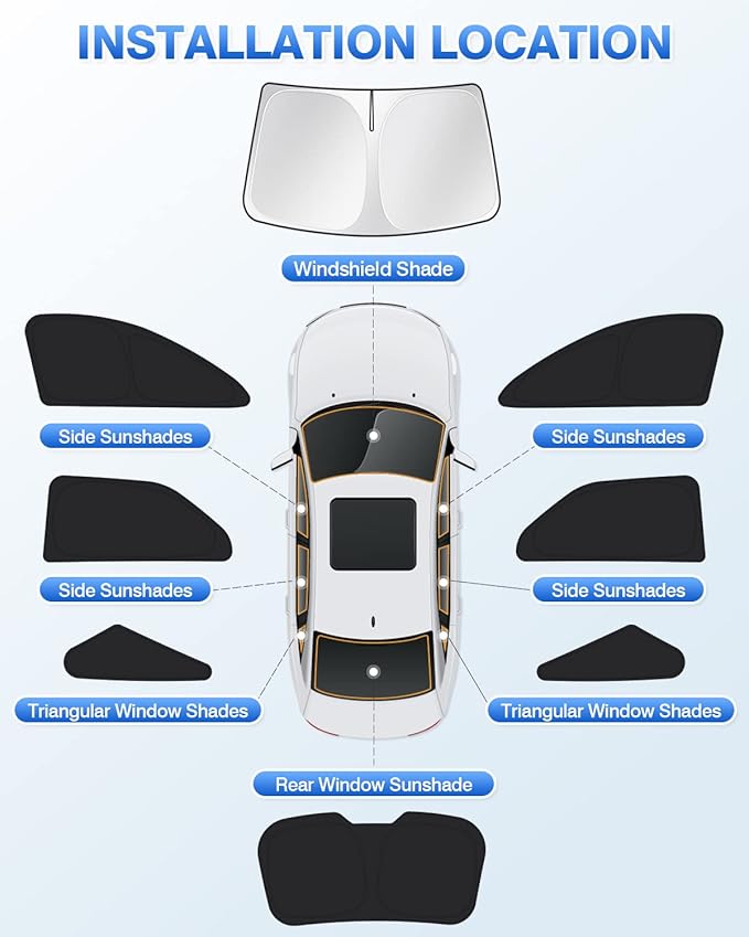 Canvcle Windshield Sun Shade for 2010-2017 Chevrolet/Chevy Equinox Accessories Side Rear Window Shade Cover Sun Visor Shield Privacy Protection Keep Vehicle Cool Black 8PCS