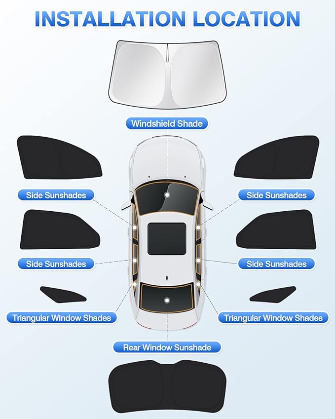 Canvcle Sunshades for 2018-2024 Chevrolet/Chevy Equinox Accessories Windshield Sunshade Side Rear Windows Sun Visor Privacy Protection Keep Vehicle Cool Black 8PCS