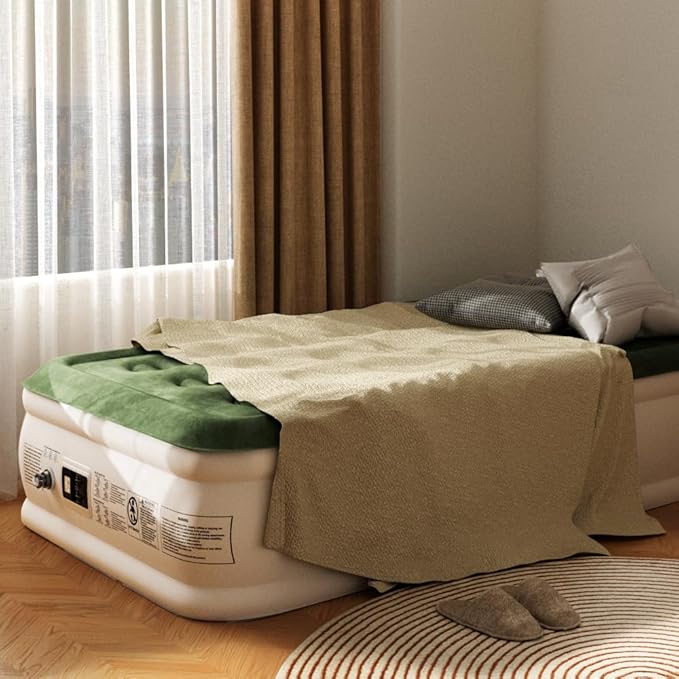 Zearna Twin Air Mattress with Built-in Pump,Fast & Easy Inflation/Deflation Inflatable Mattress, Foldable Blow Up Mattress with Storage Bag, Inflatable Bed for Home, Camping & Guests,16"/550lbs Max