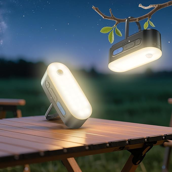 Clemas Motion Sensor Camping Lights,Rechargeable Camping Lantern, Portable Hanging Tent Lights,IPX5 Waterproof Emergency Light for Outdoor,SOS Mode Hurricane Power Outages,Magnet Work Light,2 Pack