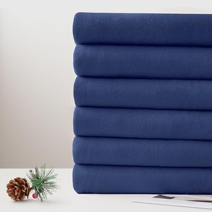 ZYFZCYBL Fleece Throw Blankets Lightweight Warm Soft Cozy Pet-Friendly Bulk Fleece Throw Blanket Solid for Home Bed, Sofa,Office,Gifts, Couch (Pack of 6-50 x 60 inch,Navy)