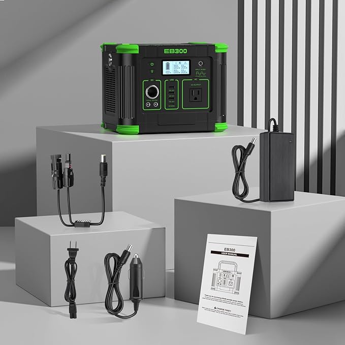 330W Portable Power Station, 288.6Wh Solar Generator with 60W USB-C PD Output, 110V Pure Sine Wave AC Outlet, 5W Wireless Charging, 330W Backup Lithium Battery for Outdoor Camping Travel Hunting