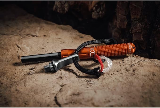 Exotac nanoSTRIKER XL Self Contained Ferrocerium Fire-Starter with Stainless Steel and Tungsten Carbide Striker, Waterproof 1/4 in. Ferro Rod Produces Up To 3,000 Fire-Starting Strikes