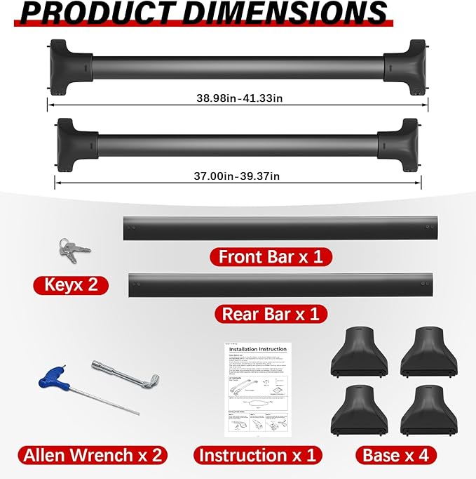 300lbs Roof Rack Cross Bars Compatible with Jeep Compass 2018-2025, Heavy Duty Aluminum Lockable Car Roof Rails Crossbar for Rooftop Cargo Luggage Kayak Canoe Bike Snowboard Black