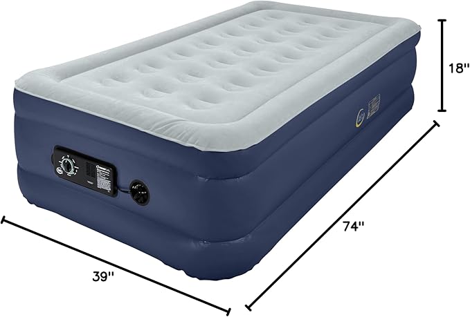 Serta Raised Air Mattress with Never Flat Pump | Luxury Inflatable Mattress with Built in Air Pump to Ensure a Good Night’s Rest | Heavy Duty Blow Up Mattress with Self Inflating Pump