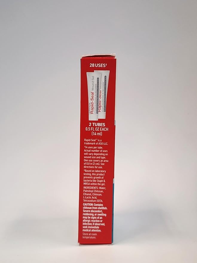 Rapid-Seal Wound Gel (2 Tubes) | Stops Bleeding in Seconds | Ideal for Cuts, Scrapes and Razor Nicks for Emergency First Aid Supplies