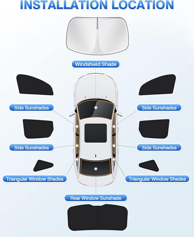 Canvcle Sunshades for 2020-2025 2026 Ford Escape Windshield Sun Shade Side Rear Window Shade Cover Kit Sun Visor Shield Privacy Protection Keep Vehicle Cool Black 8PCS