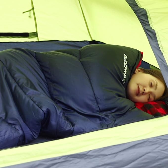REDCAMP Flannel Sleeping Bag for Adults, Comfortable Cotton Sleeping Bags for Camping with Detachable Hood, Red/Grey/Blue/Black