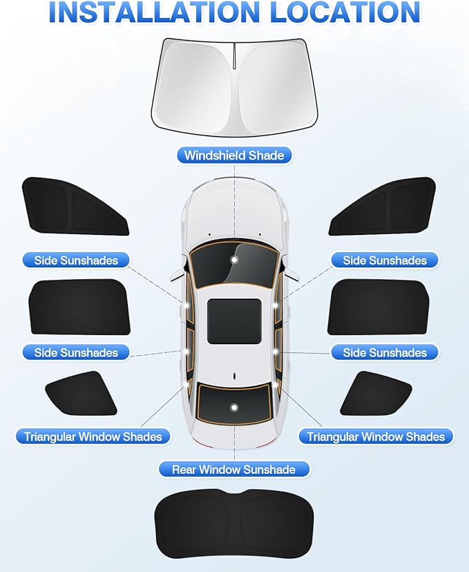 Canvcle Windshield Sun Shade for 2020-2025 2026 Kia Telluride Accessories Sunshade Side Rear Window Shade Cover Window Sun Visor Shield Privacy Protection Keep Vehicle Cool Black 8PCS