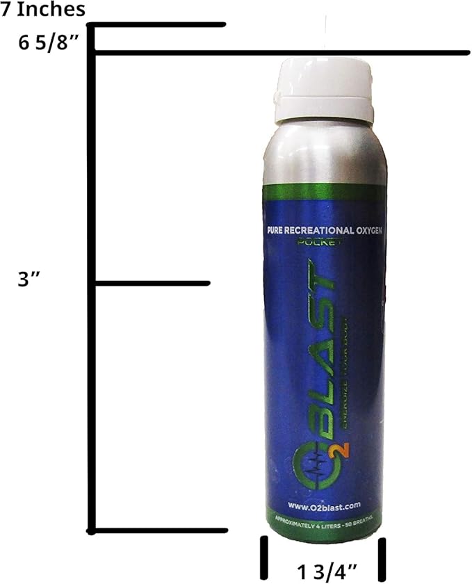 O2 Blast - Pure Oxygen Supplement - Filled with 99.99% Pure Oxygen to Support Fast Recovery, Increase Stamina & Enhance Focus for High Altitude and Action Sports, 4L Portable Can Flip-Top Cap, 2-Pack