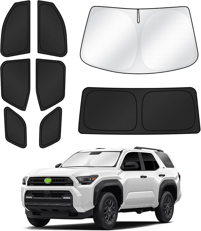 Canvcle Sunshades for 2025 2026 Toyota 4Runner Accessories Windshield Sun Shade Side Rear Window Shade Cover Sun Visor Shield Privacy Protection for Camping Keep Vehicle Cool Black 8PCS